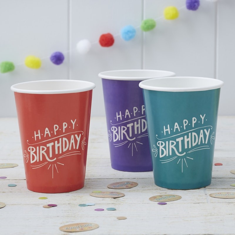 mixed paper cups happy